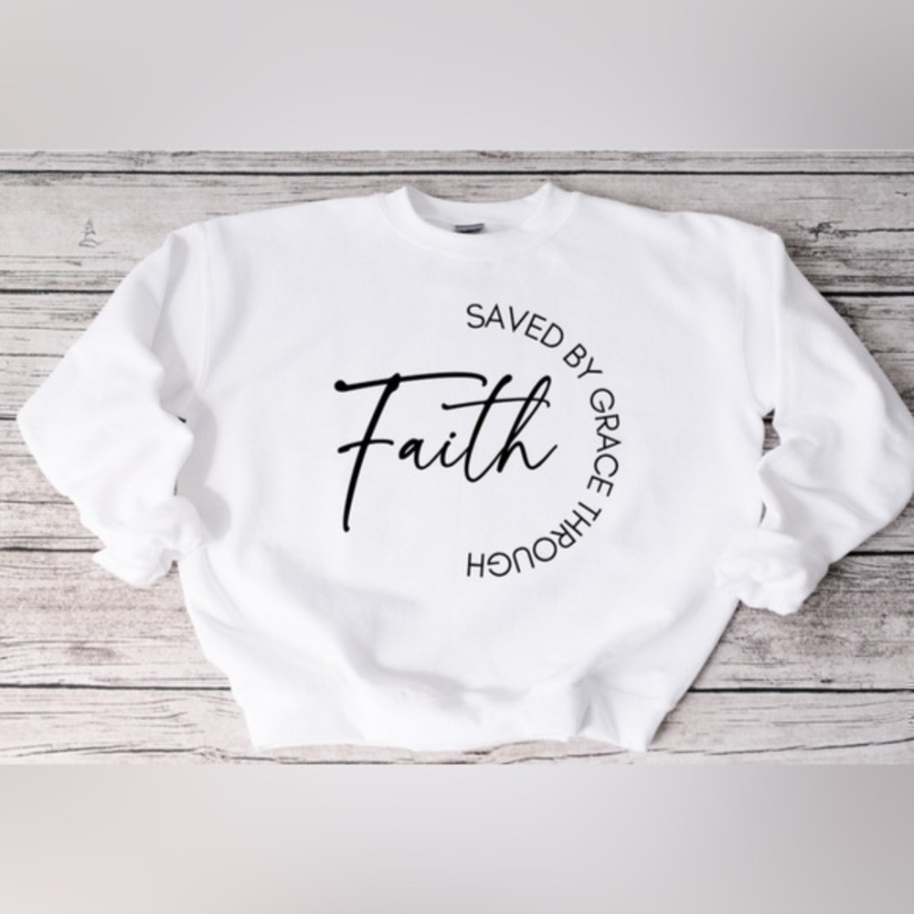 Saved By Grace Crewneck- White